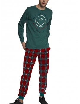 Pijama Hombre Smiley Cuadros Navideño